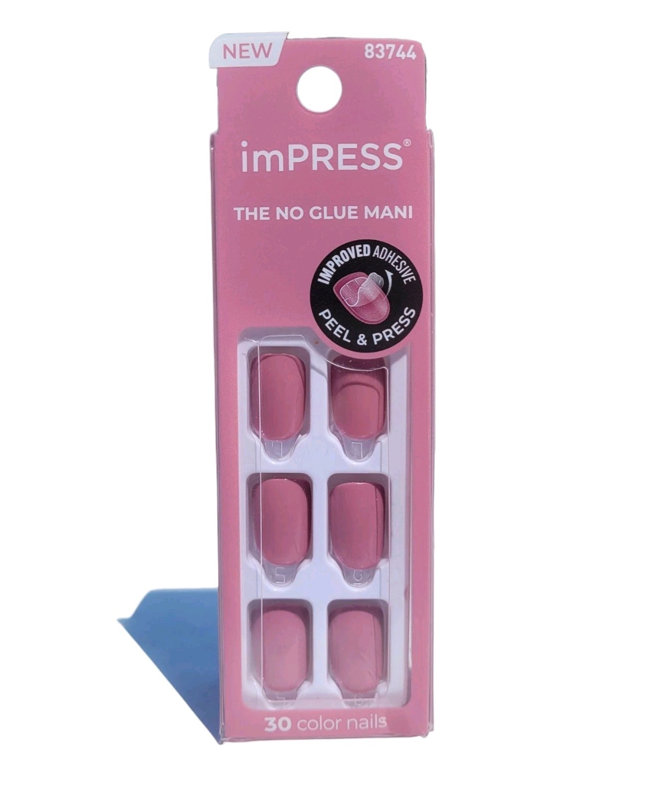 Press On Nails Shiny Glossy Pink Mauve Short Square No Glue Mani By imPRESS