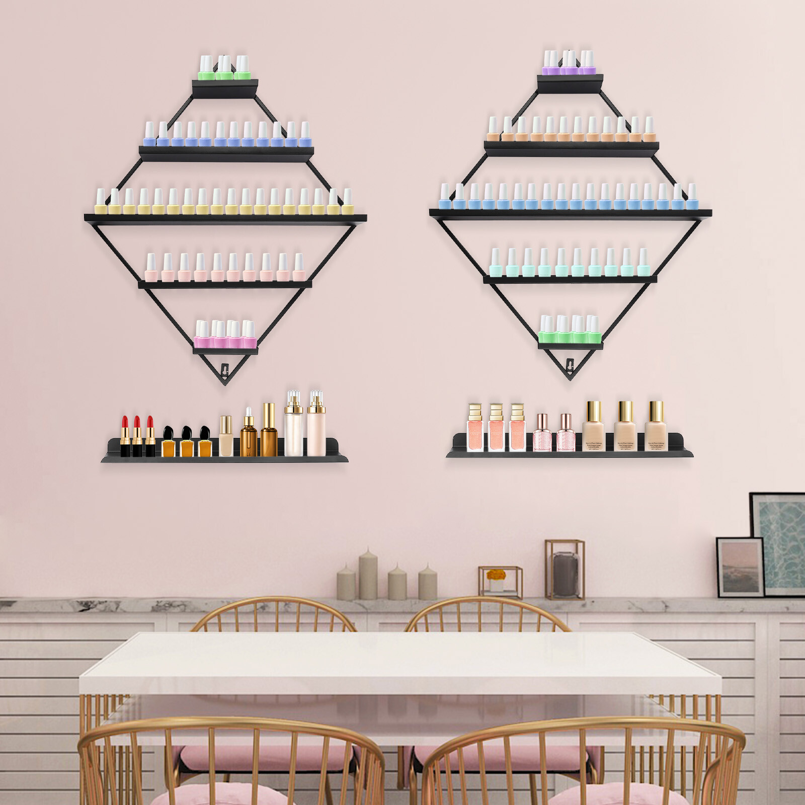 High-Quality Wall-Mounted Nail Polish Rack, 5-Tier Design, Holds 90 Bottles,