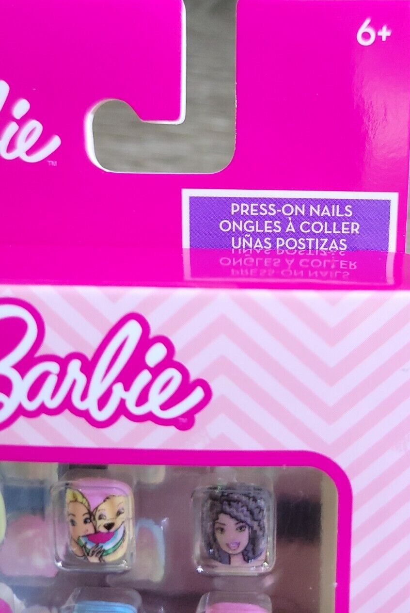 Barbie Press On Kids Nails 1pk of 12 Nails-Brand New-SHIPS N 24 HOURS