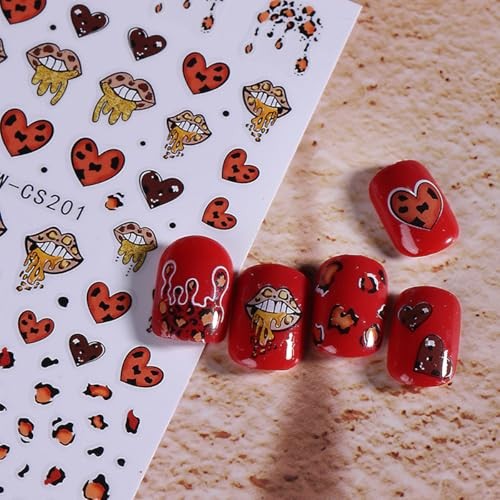 Valentine’s Day Nail Art Stickers Pink Sexy Lips Nail valentines style1