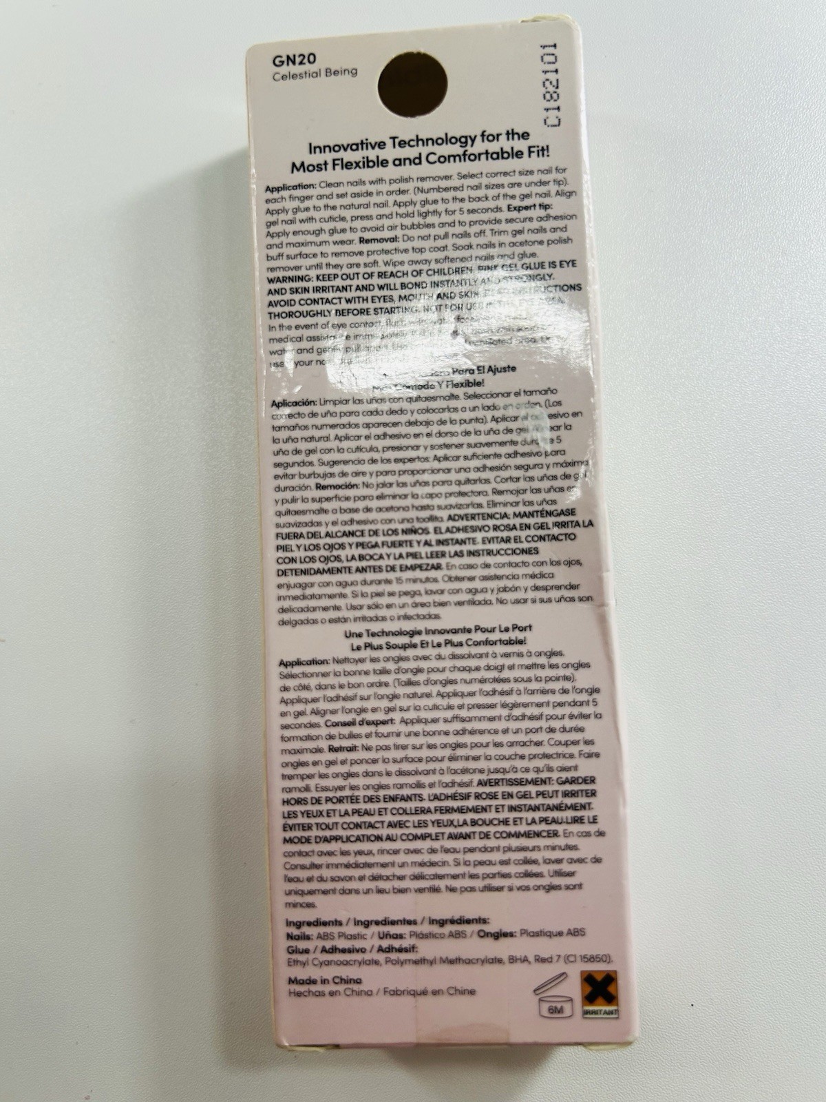 nailbliss Press-On Nails Long Square Silver Beige Ombre Glitter 30 GN20