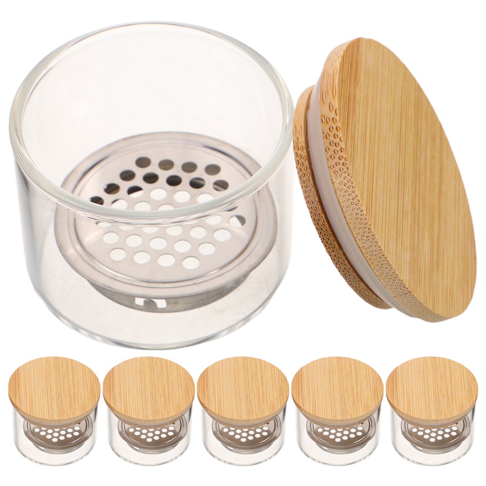 6PCS Nail Brushes Washing Cup – Dappen Dish with Lid and Mesh Layered Acrylic