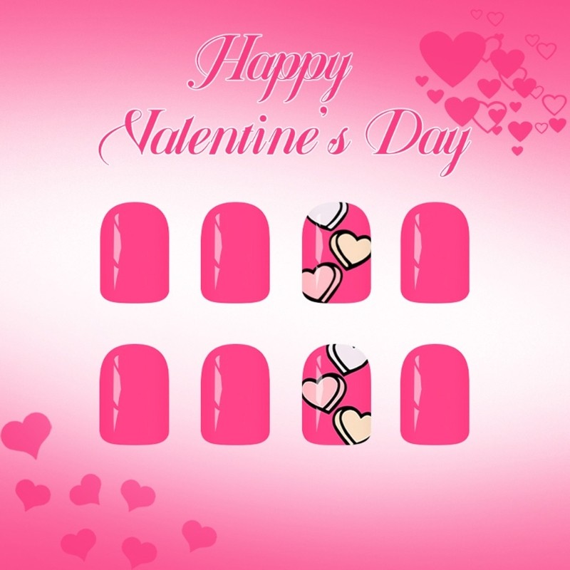 24Pcs Artistic Four Point Star Heart Nail Colorful Doodles Finish Comfortable