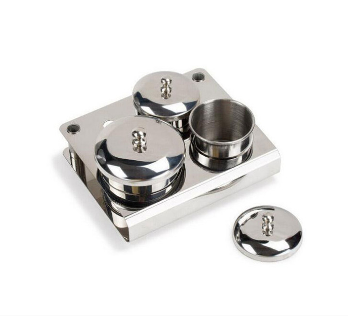 3Pcs/set Stainless Steel Manicure Nail Art Set Liquid & Powder Storage Cups