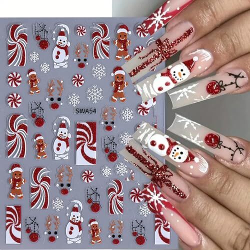 8PCS Christmas Nail Art Stickers Decals 3D Glitter Christmas Christmas style3