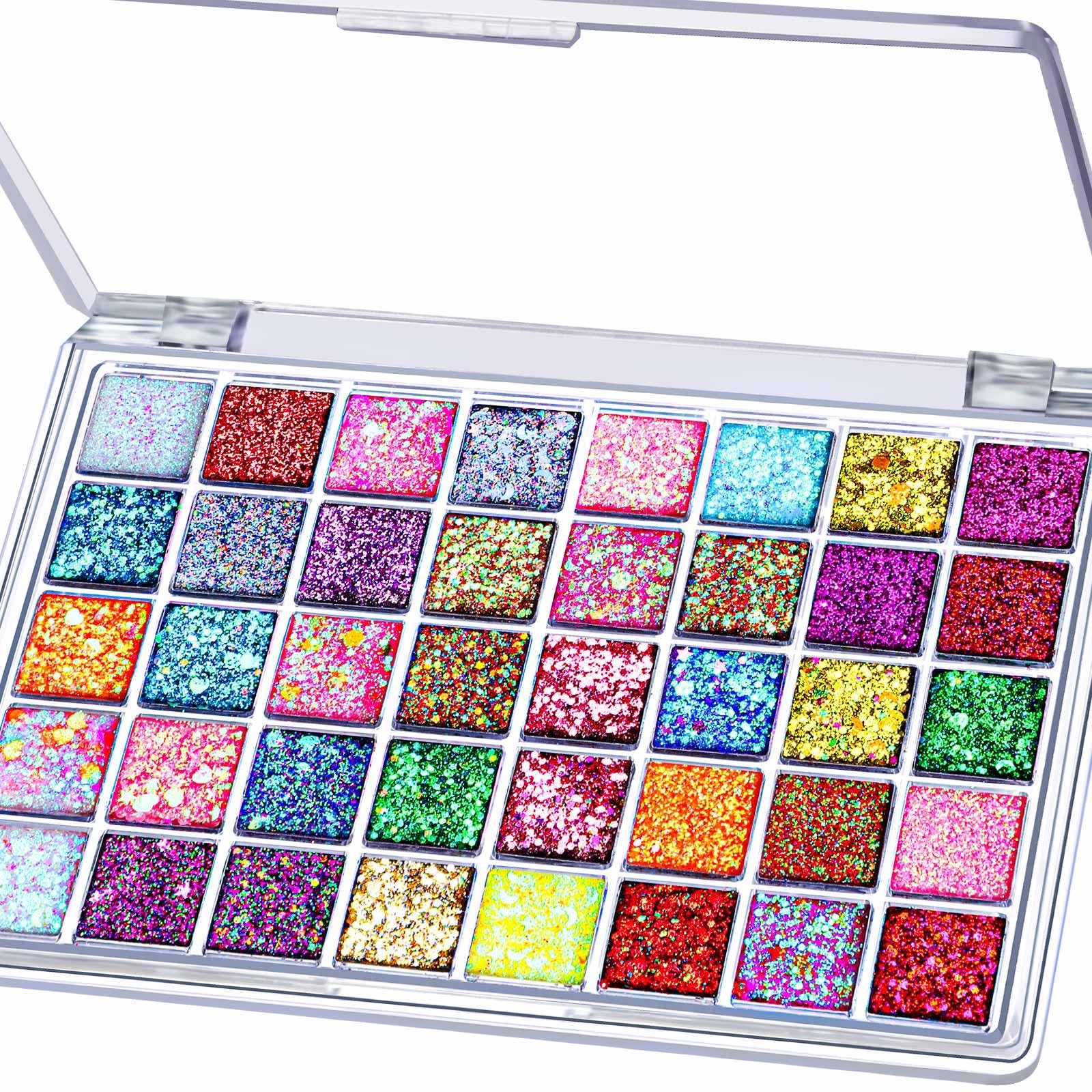 FANDAMEI 40 Colors Face Glitter, Paint Glitter Gel – 40 daylight colors