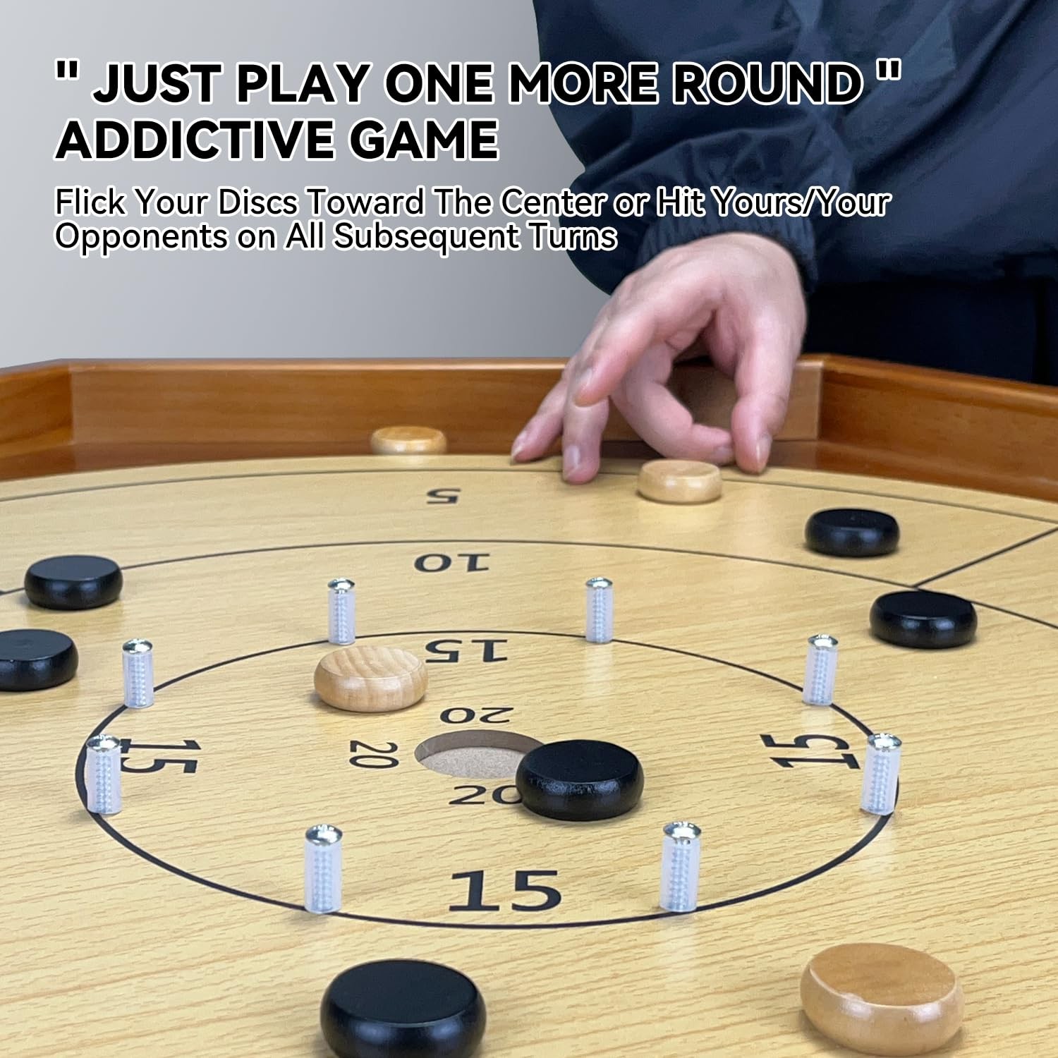30 Inch Tournament Crokinole Board Game, 2 in 1 30 inches, Yellow