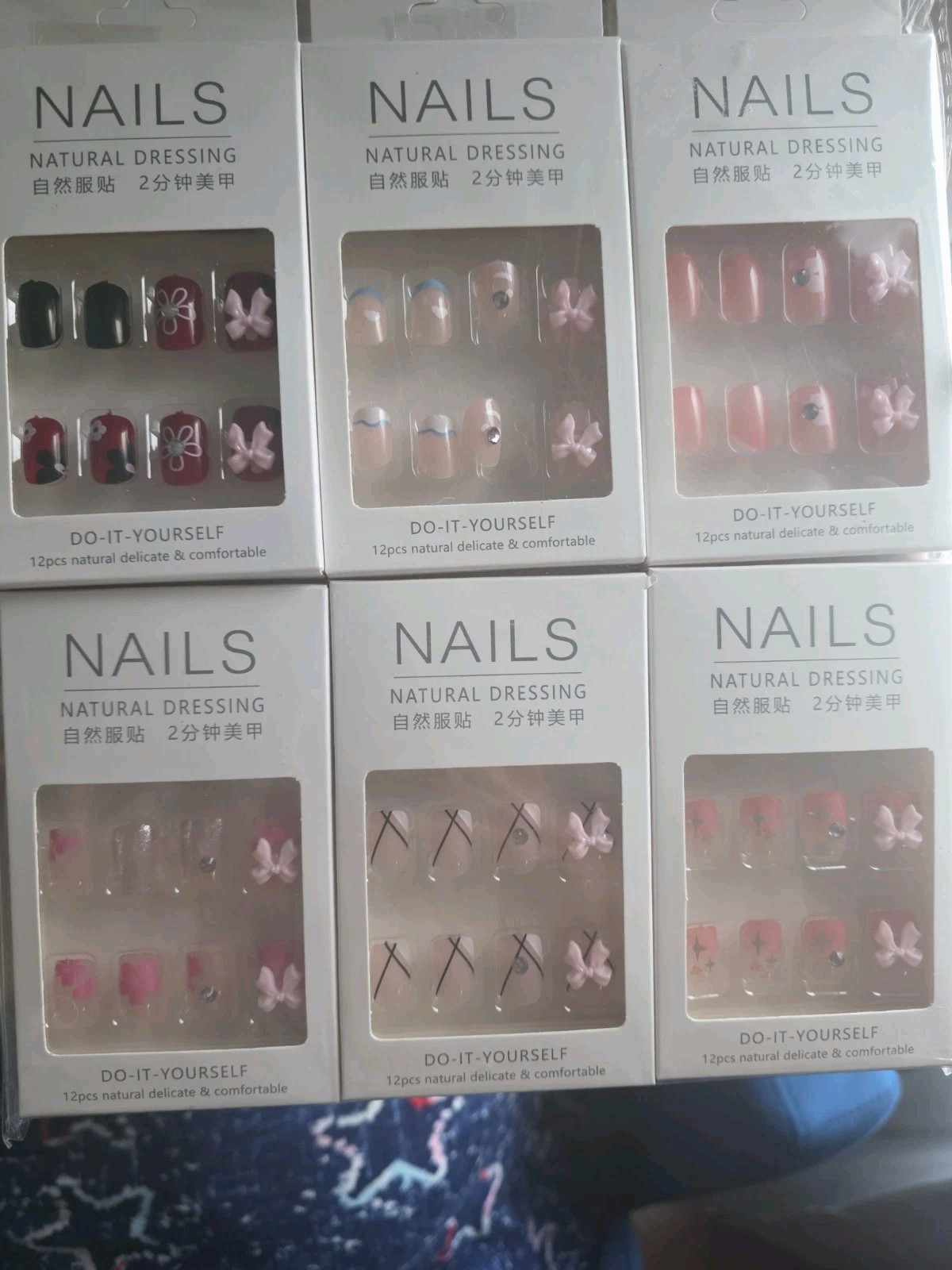 Nails Natural Dressing Press On Nails Lot of 6 Packs Y2K Bows Flowers DIY Set