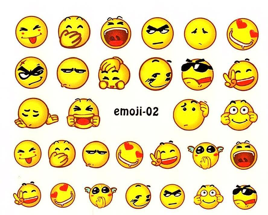 5 Sheet Set Emoji Expression Design DIY Water Transfer Nail Art Stickers Decals