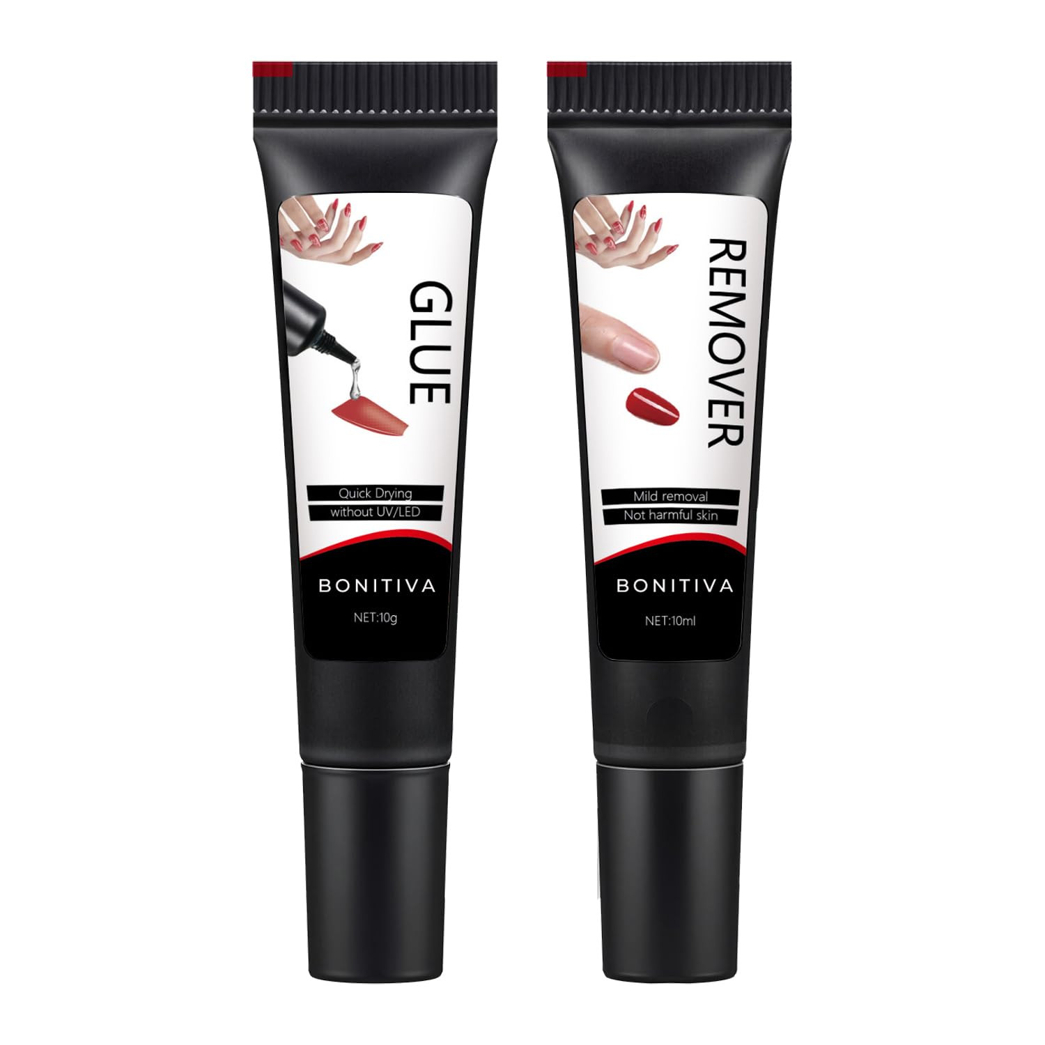 Quick Dry Semi Solid Gel Nail Glue 10G with 10Ml Remover, Super Strong, No UV La