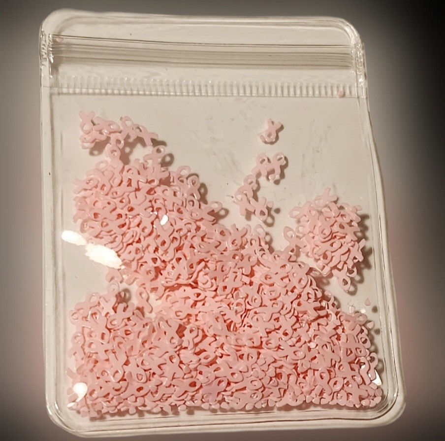 NWT NAIL ART DESIGN TINY BREAST CANCER AWARENESS PINK RIBBON SEQUINS!