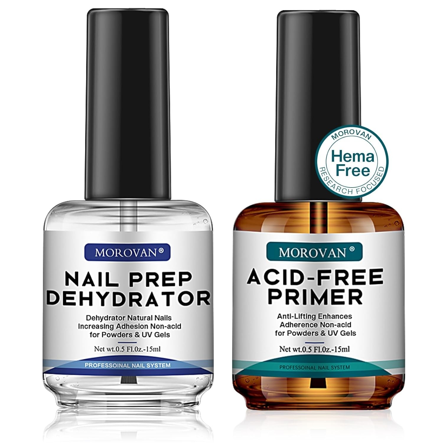 Morovan Professional Natural Nail Prep Dehydrate and Acid-Free Primer Dehydra…