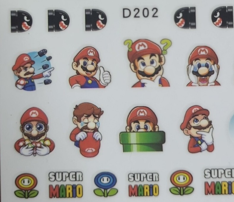 Super Mario Brothers Nail Stickers ( Large size Adult )