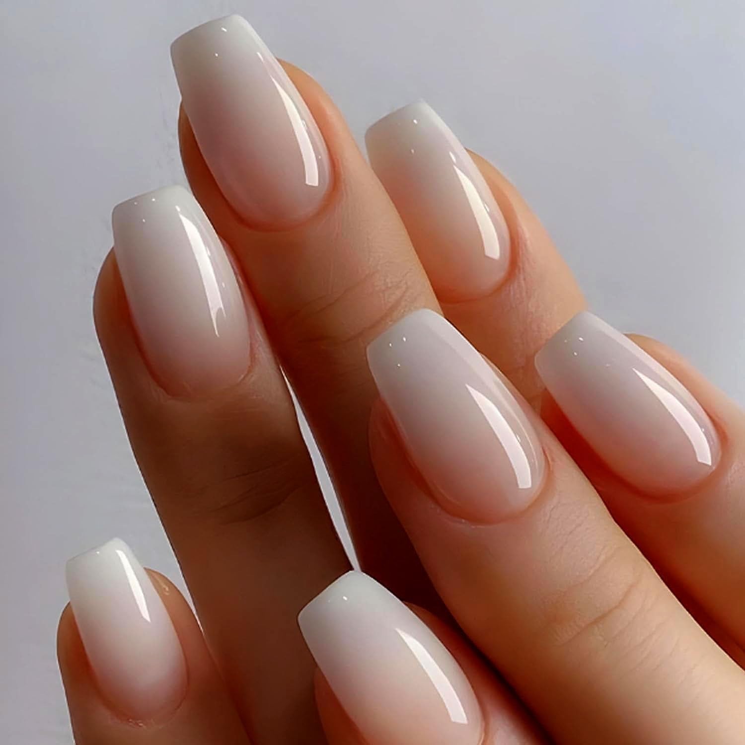 24-Piece Ballerina Ombre Pink Coffin Nails – Effortless Glam for Any Occasion