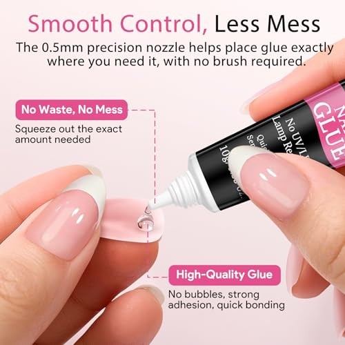 No Lamp Nail Glue and Remover Set for Press On Nails, Nail Glue & Remover Set