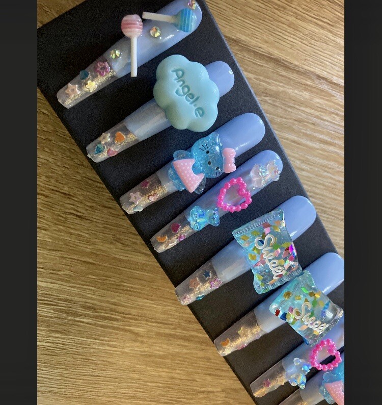 Ready To Ship Kawaii press on nails 3XL Square size Medium 15468