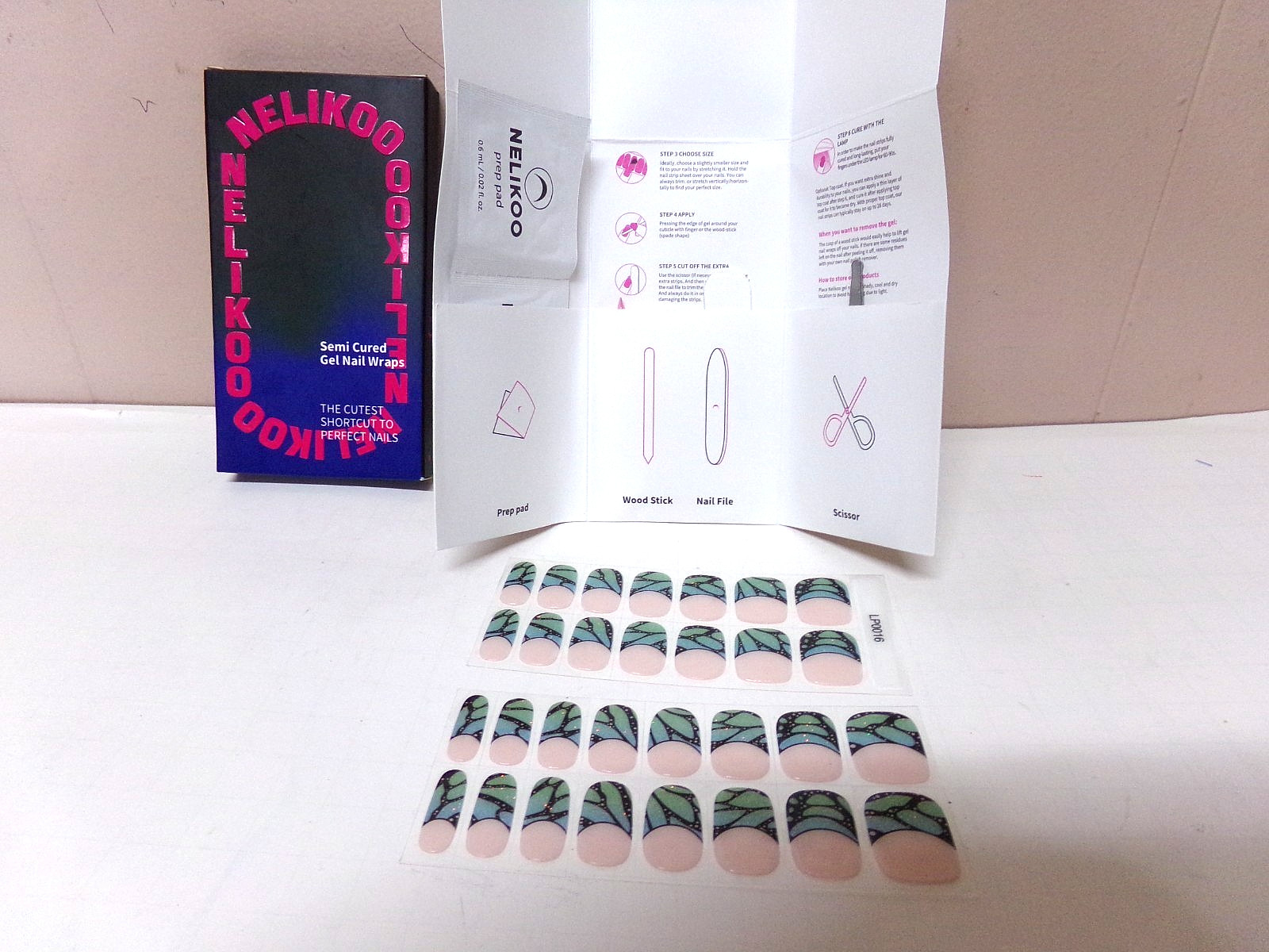 20 Tips Nail Sticker Adhesive Full Cover Semi Cured Gel Wraps,File,Scissors+ 548