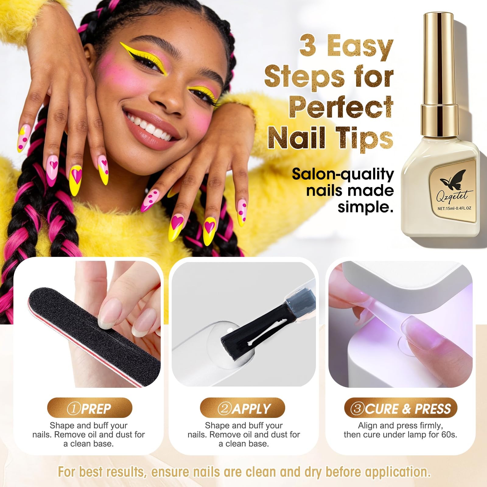 9-in-1 Nail Glue Gel, Hema Free & TPO Free Nail Glue for Nail Tips, UV Nail G…