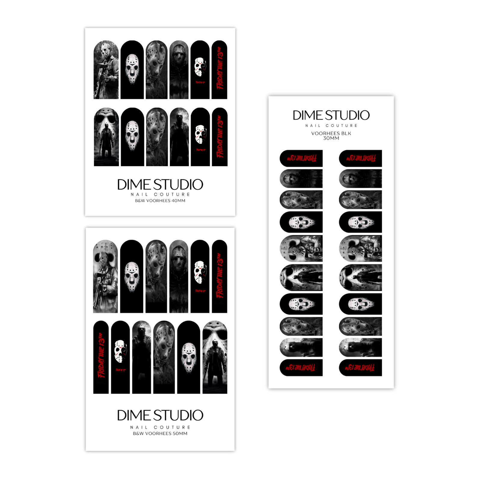 Black Jason Voorhees Slasher Halloween Nail Decals Water Transfer Nail Wraps