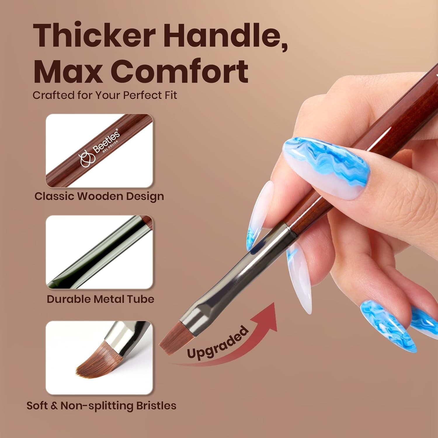 Nail Art Brushes, 6 Pcs Fingernail Art Design Pens, Nail Art Tools, Wood Alloy H