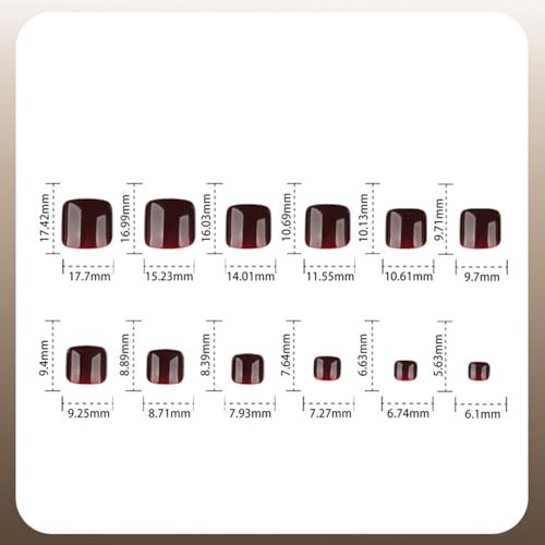 Wine Red Press on Toenails Summer Mirror False Toenails Wine Wine Toenails