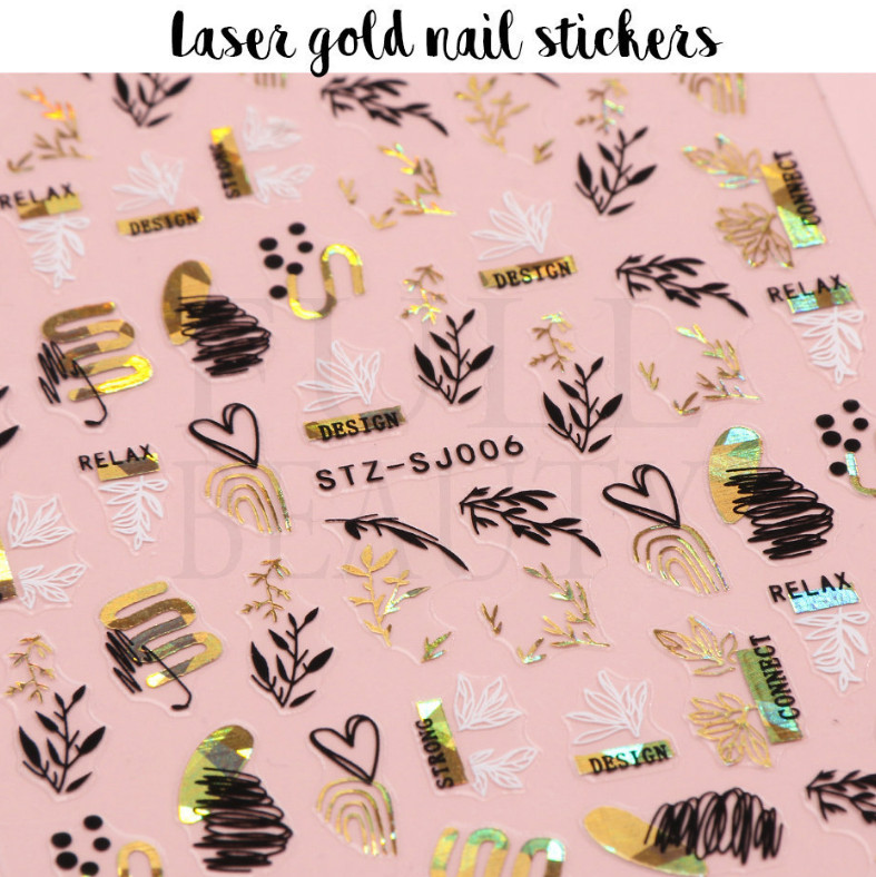 Leopard Print Girl Flower Geometric Lines Leaf Heart Abstract Nail Sticker NS33