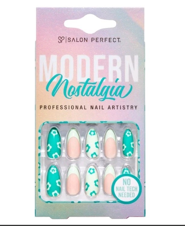 3 pack Bundle Salon Perfect Press On Nails Modern Nostalgia Y2K Checkers, Daisy