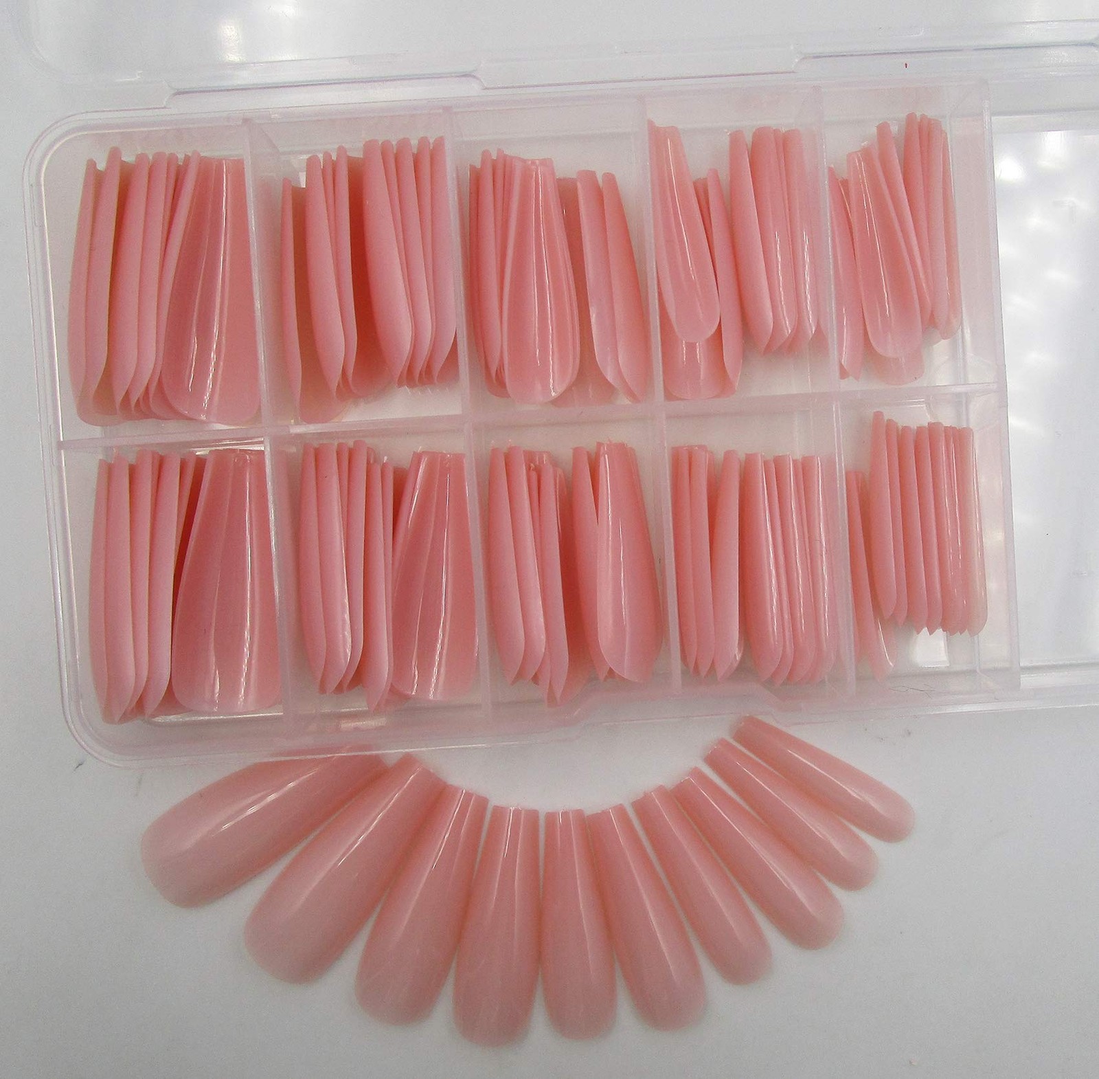 100pc Colored Coffin Press on Nails Long Nude 100 Piece Assortment,