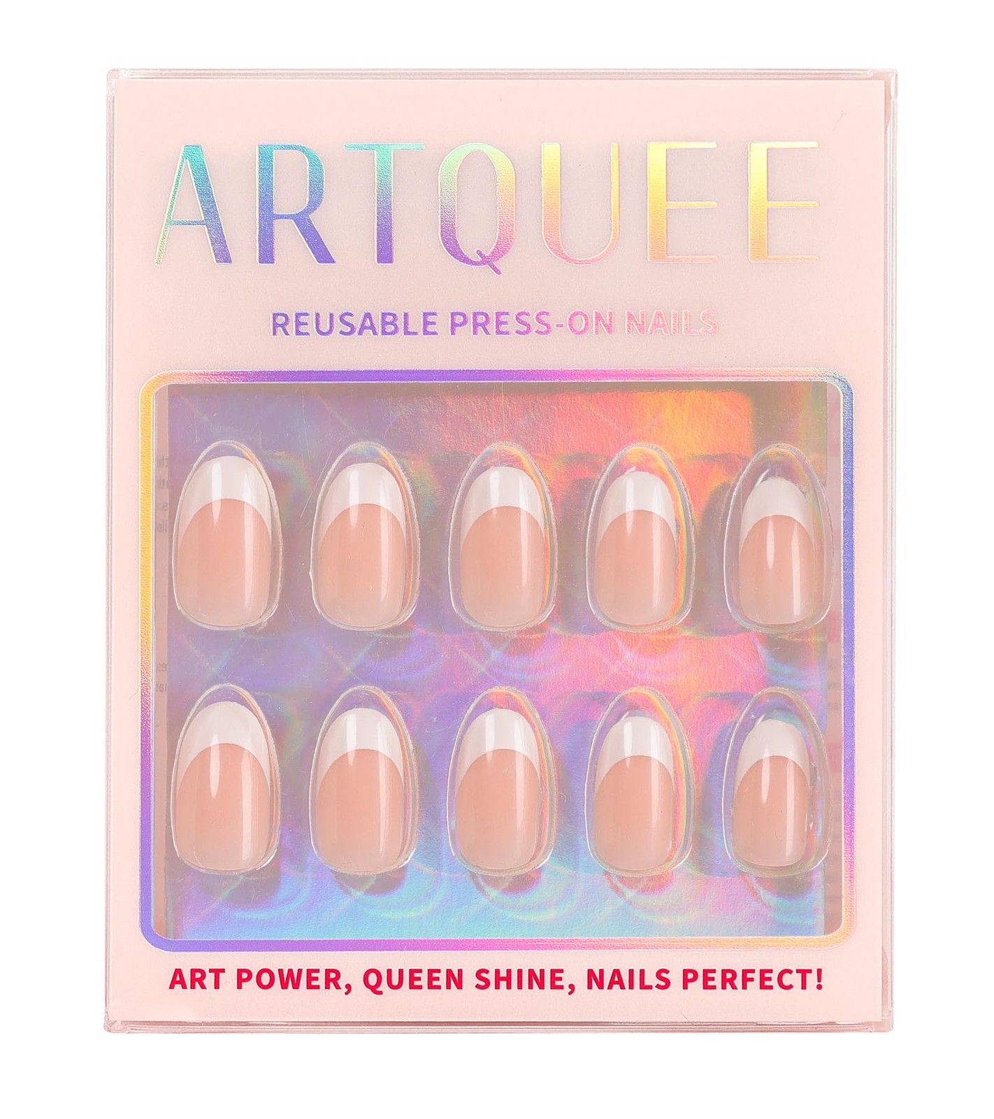 French Tip Press On Nails Short Clear Nude Oval Designs False Nail White Edge…