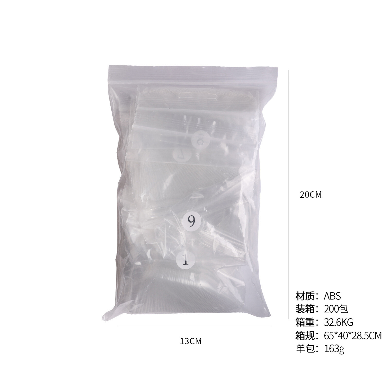 S/XL/3XL False Nail Tips Coffin Square Stiletto Almond Shape Acrylic Tips Clear