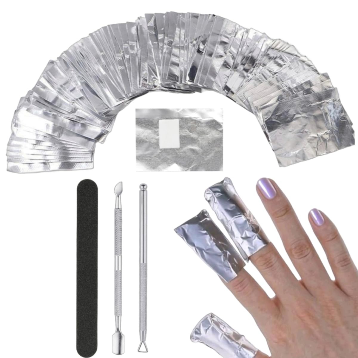 ASKELI 100PCS Foil Nail Wraps Remover for Soak off Gel Polish Removal, 100pcs
