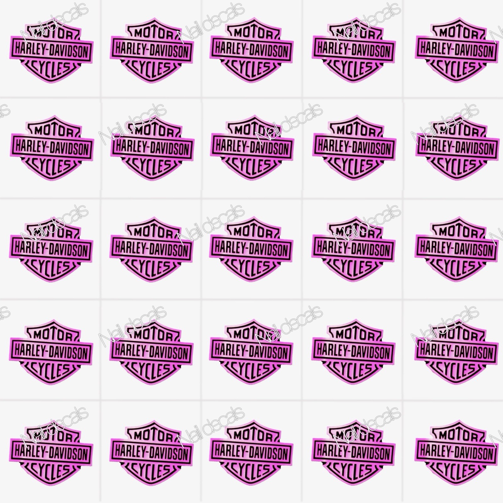 Pink Motorcycle Nail Decals Clear Waterslide Transfer Set of 50 +instructions