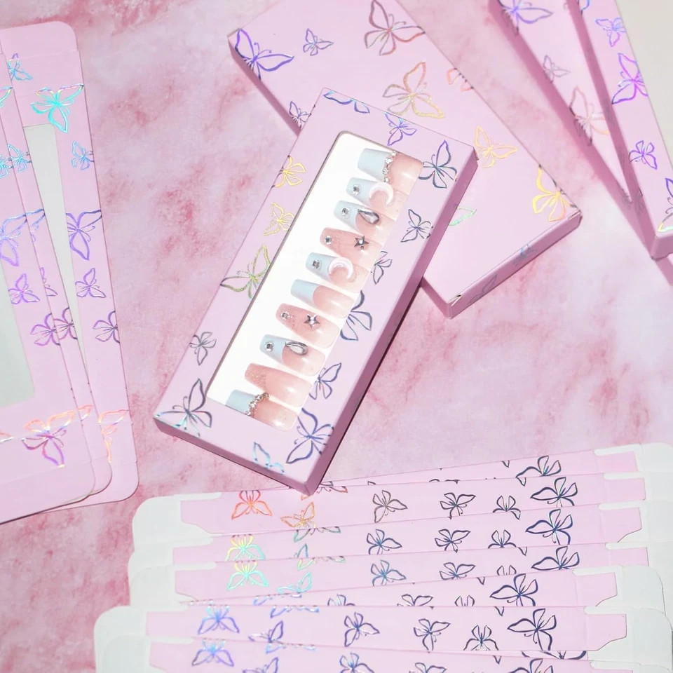 74PCS Empty Press on Nails Packaging Box Set Includes 35PCS Empty Nail Package B