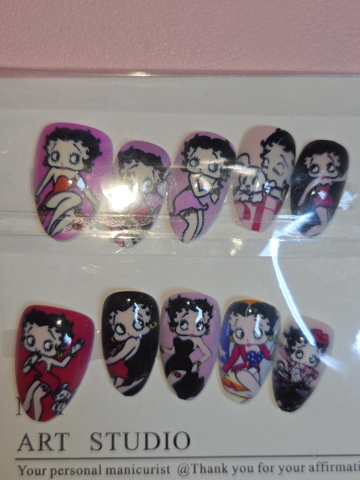 Press On Nails Handmade Large Short Almonds Bundle Of 3 Cartoon Characters