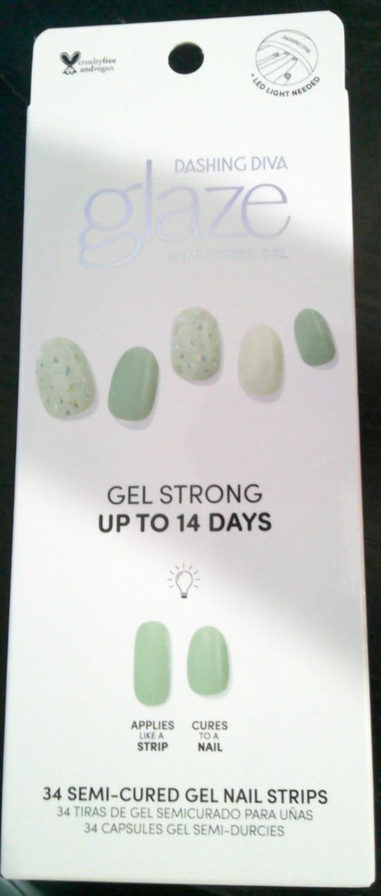 NEW Dashing Diva GLAZE semi cured gel nail strips MATCHA DREAM need LED light