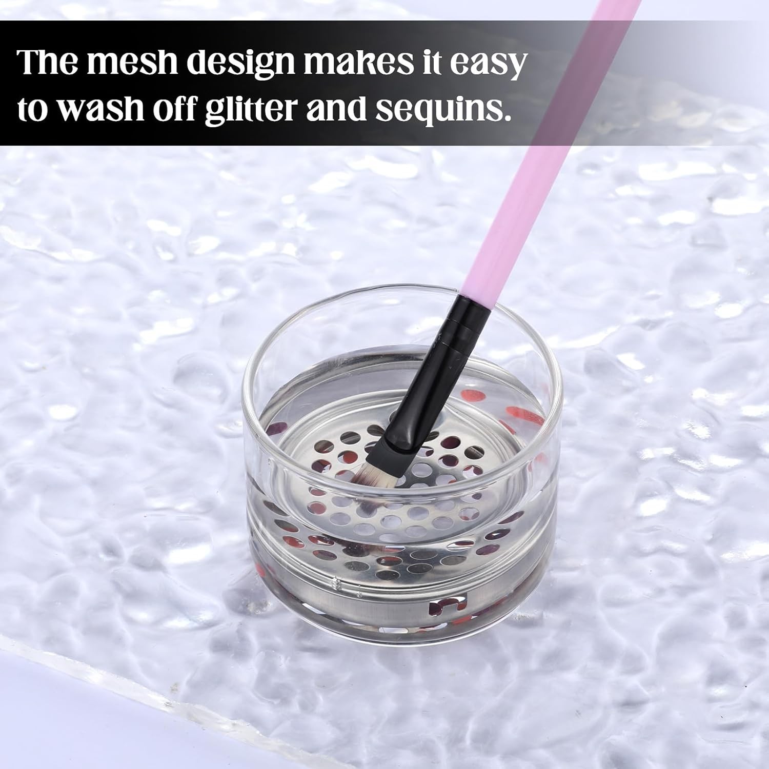 Nail Brush Cleaning Cup with Mesh Filter & Lid – Acrylic Dappen Dish for Tools