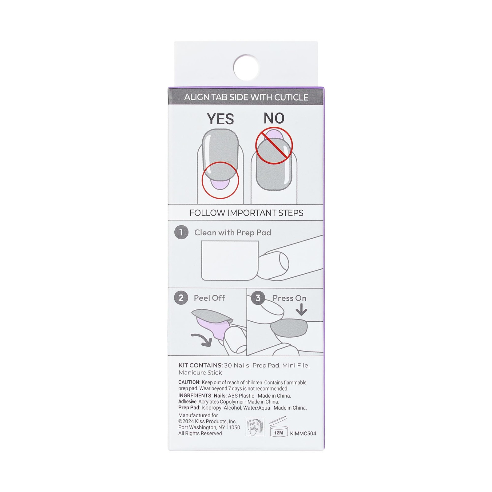 Kiss Impress No Glue Mani Press On Nails, Design, Medium, Neutral/green