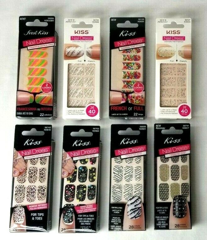 Kiss Nail Dress Polish Strips Applique Apps Stickers Wrap (6 pack- Random Mix)