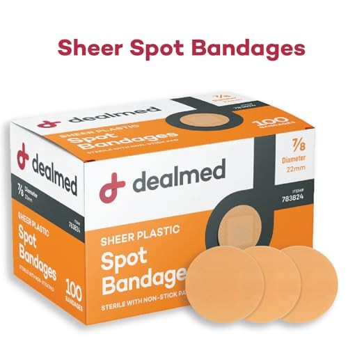 Sheer Round Spot Bandages, 7/8 inch, Sterile, Latex Free, 200 Count
