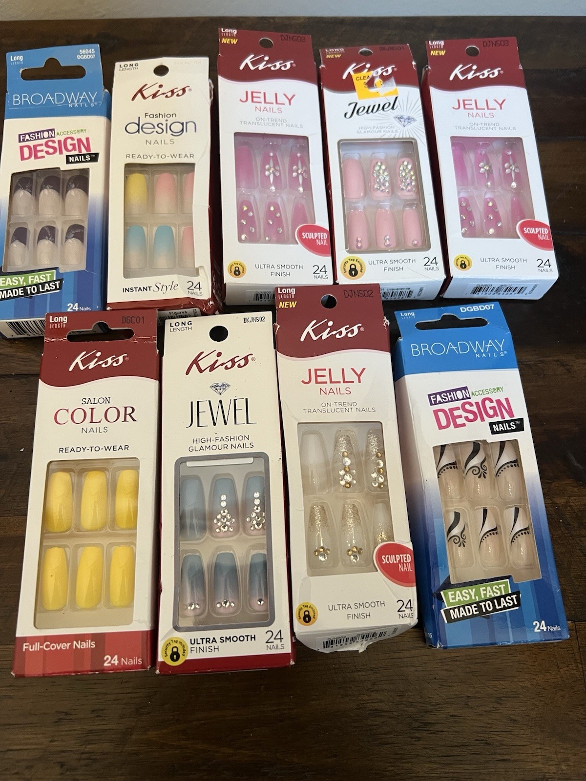Lot 9 Kiss Artificial Fake Nails Different Lengths Shapes Brands Fashion Design