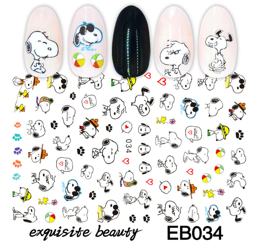 Nail Stickers Cartoon Pink Panther Puppy Paw Print Marvel Kitty Spiderman NH13