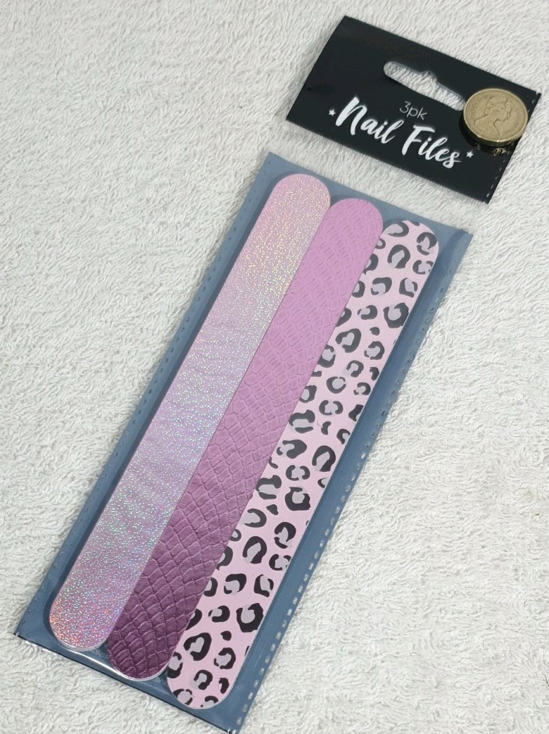 3x Sparkly PEARLESCENT PINK Cute Nail Files Emery Boards 3 New Pretty Nail Files