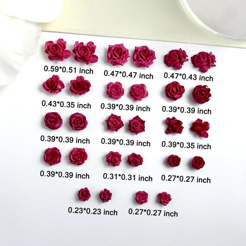 3D Rose Red Flower Nail Charms Luminous Camellias Roses Nail Art Charms Soft