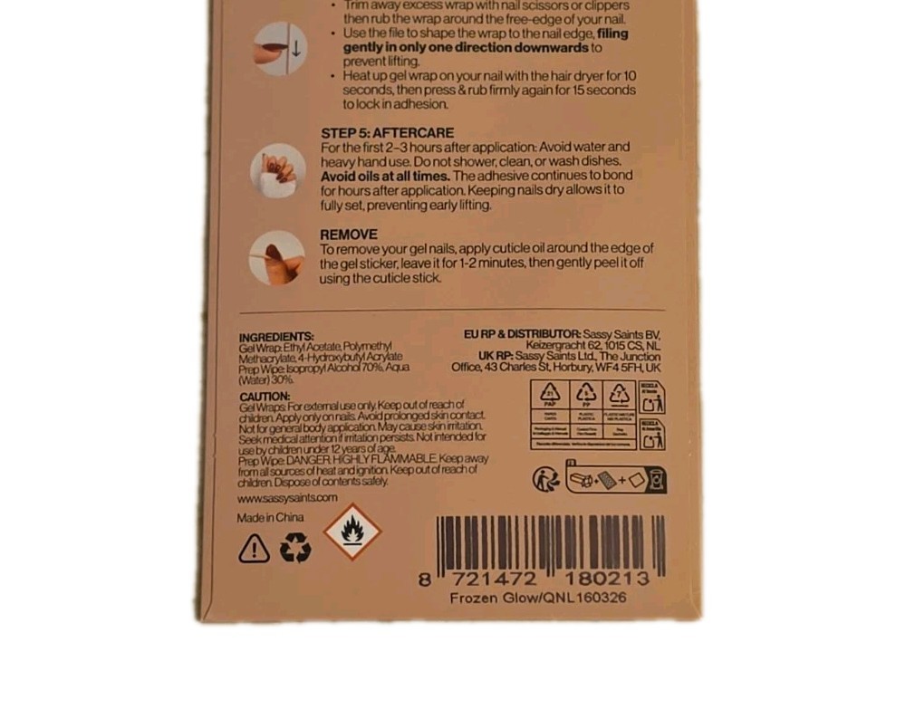 Sassy Saints UV Free Gel Nail Wraps- Frozen Glow