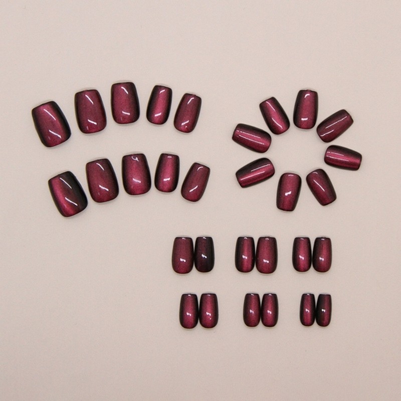 30pcs Press on Nail Cats Eye Short on Nail False Nail for Stylish Look