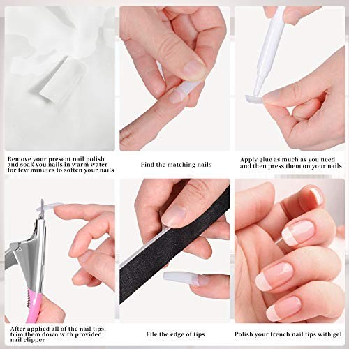500pcs Acrylic Nail Tips – French False Nails with Clipper & Storage Case, 10 Si