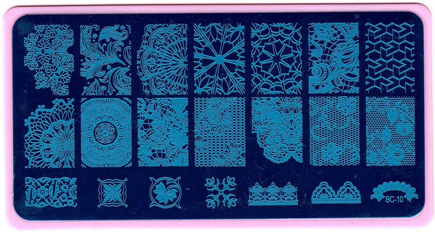 Nail Art Different Designs Stamping Image Plates with Pink Holder BC06 to BC10