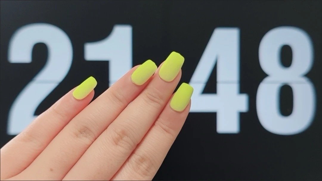 Neon Yellow Press-On Nails Matte Finish Short Square Nail Tips XS S M