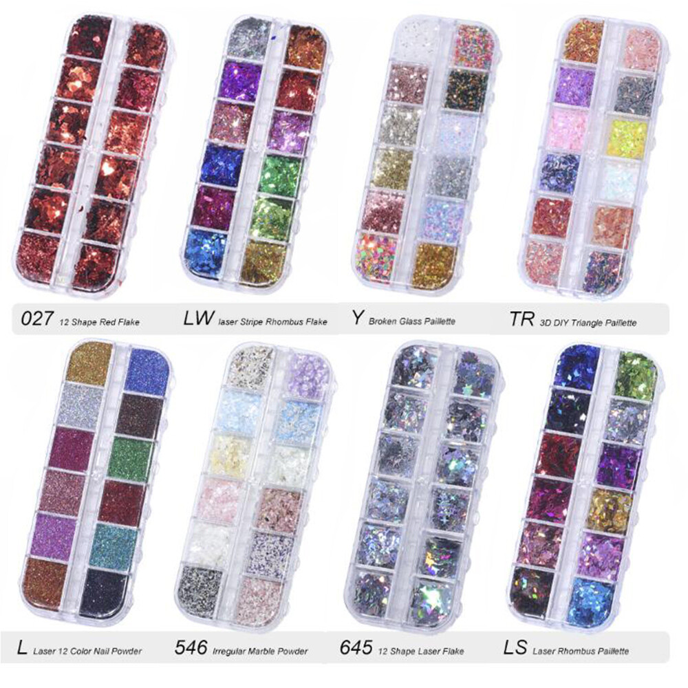 Colorful Fashion Nail Glitter Powder Sequins Laser Foils Flakes Nail Art Decors