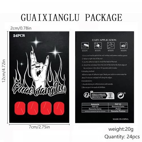24Pcs Red Glossy Square ABS False Nails, Full Cover, Press On, short-designs10